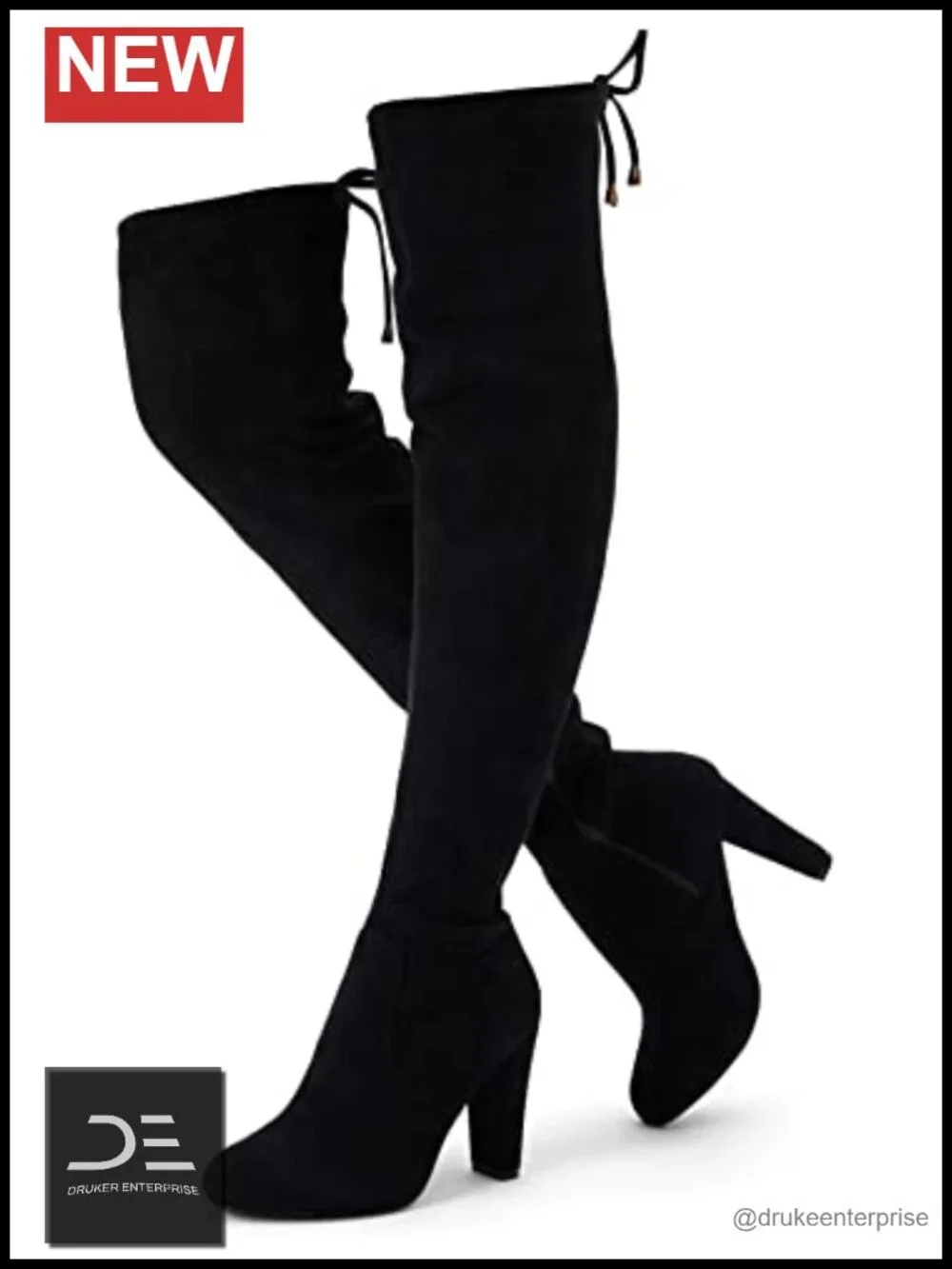 Suede Thigh High Boots with Block Heel